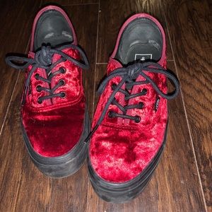 Red & Black Velvet Platform Vans